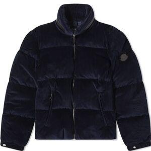 Moncler's Besbre Down Jacket Size 3 Navy Cotton Corduroy